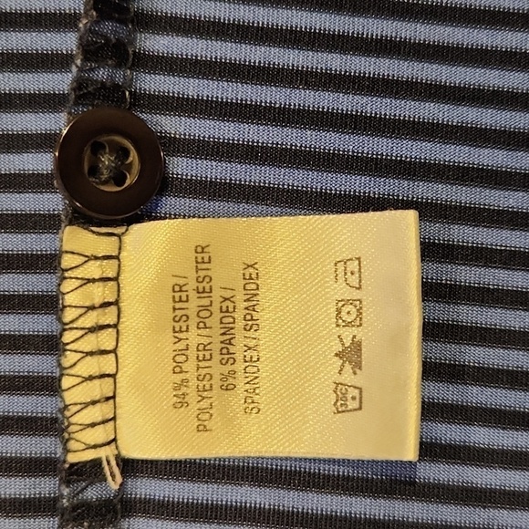 F&G Tech Light & Navy Blue Stripes The Royal Dublin Golf Club Polo Shirt - Picture 6 of 8